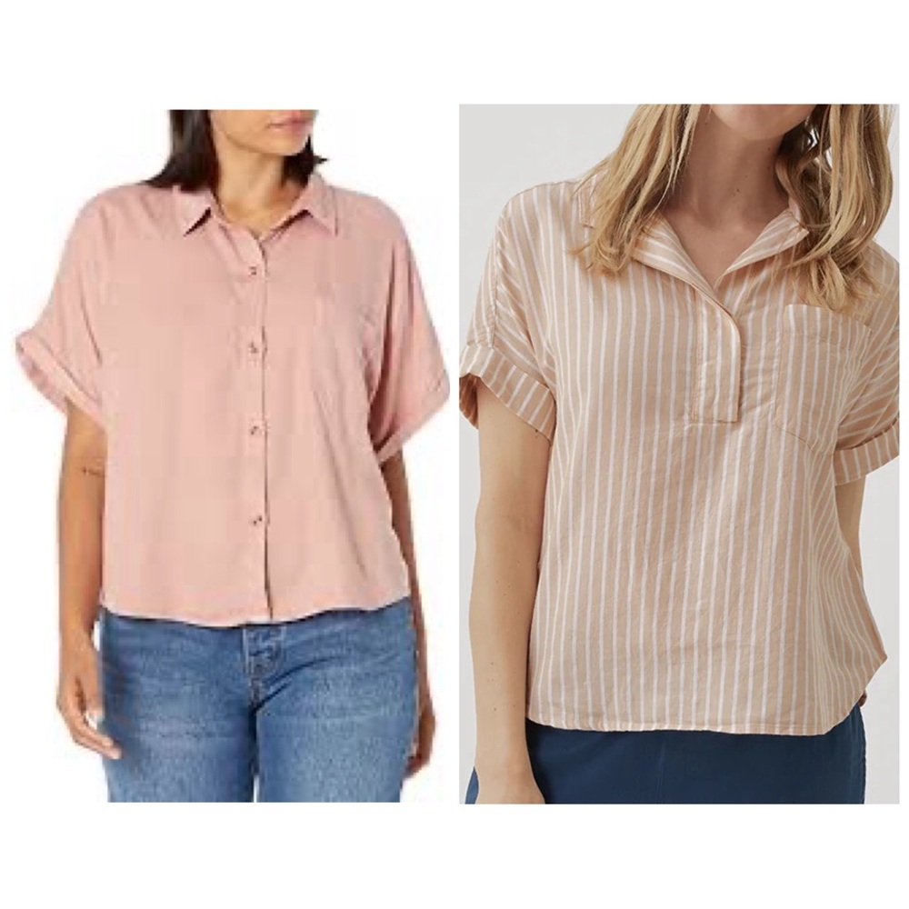 Bundle Set of 2 Oversized Boxy Shirts Tops Size Medium & Large